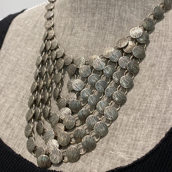 Silver Metal Statement Drop Necklace - Picture 2 of 10